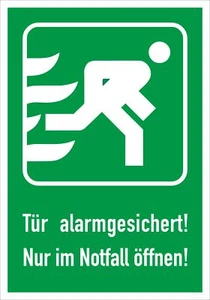 Sticker "Tür alarmgesichert - Nur im Notfall öffnen!" - 200 x 140 mm - Imagen 1 de 1