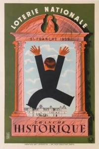DEROUET - LESACQ LOTERIE NATIONALE TRANCHE HISTORIQUE 1939 OLD POSTER - Picture 1 of 1