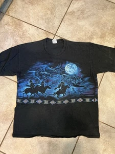 Vintage Habitat Native American Wrap Around Aop Tshirt 90s Xl - Bild 1 von 5