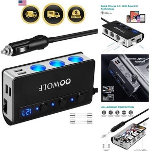 7 in 1 Car Power Splitter USB Charger Fast Charge 180W Cigarette Lighter Adapter - Picture 1 of 9