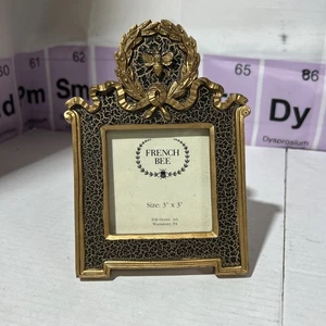 Photo Frame, French Bee Baroque Floral Design, Golden Brown Metal & Glass Front - Picture 1 of 8