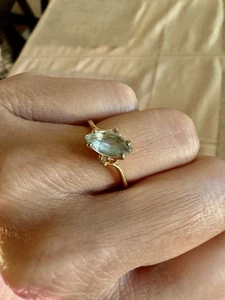 Vintage Lind 14k HGE Blue Marquise Ring Size 7.5 - Picture 1 of 7