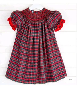 NWT Southern Sunshine Smocked Plaid Bishop Dress Girl's Size 6 - Picture 1 of 2