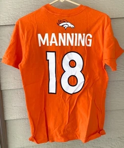 NEW! Denver Broncos Manning 18 T-shirt Orange Team Apparel YOUTH 14/16 - Picture 1 of 3