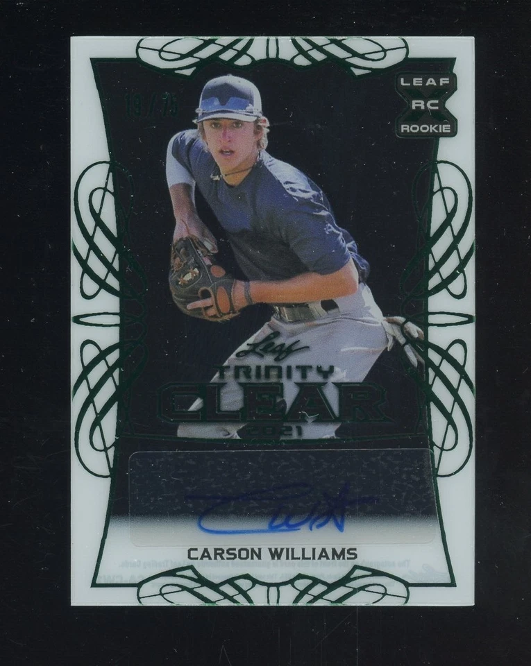 2021 Leaf Trinity Clear Green Foil Carson Williams RC Rookie AUTO 19/75 - Image 1 of 1