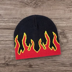 Punk Skater Flame Beanie | Y2K ALT Grunge Feuerwehrmütze - Bild 1 von 1