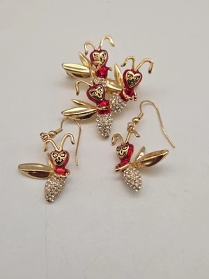 Daughters Of The American Revolution DAR firefly pin & Earrings Set  - Image 1 of 4
