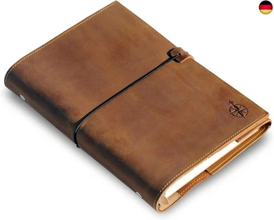 BESUCHE DEN WANDERINGS-STORE Wanderings A5 Leder Notizbuch Ringbuch Nachfüllbar Aus Echtleder - 22X15 cm -
