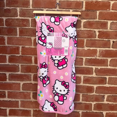 Hello Kitty розовый шелк Touch плед 46 X 60 плюшевый мягкий уютный Sanrio новый - Изображение 1 из 4