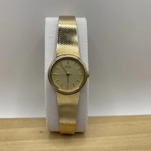 Vtg Seiko Quartz Watch Womens 20mm Gold Tone Dress 1421-0129 New Battery 6.75" - Picture 1 of 13