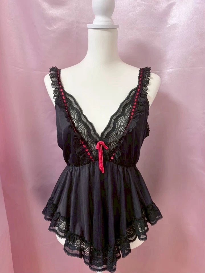 Babydoll Cinta Medianoche Años 70 De Colección EE. UU. Fairycore Coquette Elegante Kawaii Y2K Foto 1 de 4