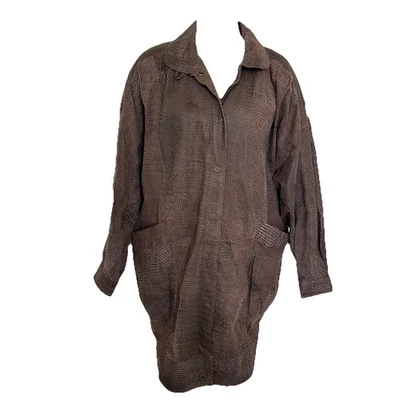 Женская винтажная куртка Pelle Studios средний размер коричневая кожа крокодил 80-е ар-деко - Изображение 1 из 4