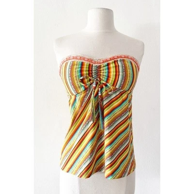 Lucky Brand Swim Santiago Sunrise Mexican Striped Strapless Tankini Top Small - Image 1 of 4