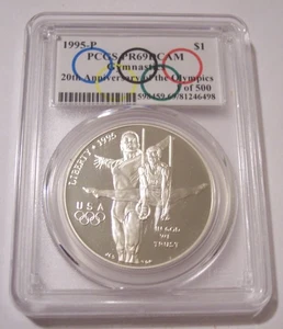 PCGS 1995 P Olympics Gymnastics Commemorative Silver Dollar Proof PR69 DCAM (B)* - Picture 1 of 2