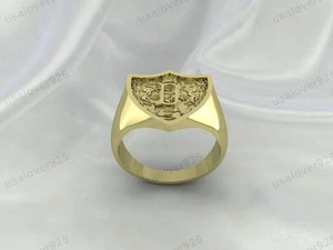 Anillo único con sello de amante de los animales para hombre, joyería hecha a mano de latón amarillo de alta calidad - Imagen 1 de 24