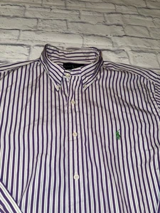 Ralph Lauren Striped Button Down Shirt Mens 17 34/35 Classic Fit Cotton - Picture 1 of 11