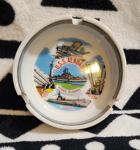 Vintage Collectible Souvenir Ashtray USS Alabama Mobile Alabama U.S. Navy - Picture 1 of 10