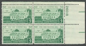 US. 1108. 3c. Gunston Hall, Virginia. PB4. MNH. 1958 - Picture 1 of 2