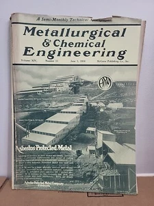 1916 Metallurgical & Chemical Engineering Magazine June 1, Asbestos, Absorption - Picture 1 of 9