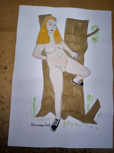 Unikat erotisches Gemälde Frau Akt Aquarell auf Papier 21x30cm Original - Bild 1 von 2