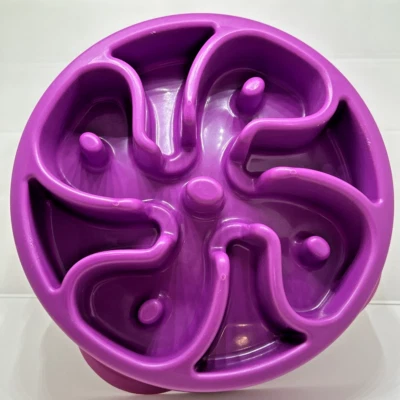 1 Slow Feeder Dog Food Bowl Anti-Choking Purple Puppy Pet Dish 1.5" Deep - Image 1 of 4