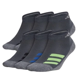 adidas Kids boy s or Girls cushioned angle stripe low cut socks 6 pairs - Picture 1 of 5