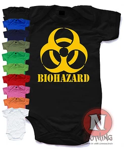 Naughtees Clothing Biohazard Funny Babygrow Baby Suit vest Cotton shower gift - Zdjęcie 1 z 8
