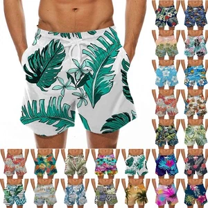 Men's Hawaiian Beach Printed Shorts Sport Casual Pants All Size W(29in to 40in) - Picture 1 of 81