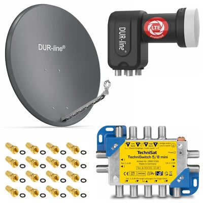SAT Anlage 8 Teilnehmer DUR-line Select 90 cm mit LNB & TechniSwitch 5/8 mini - Bild 1 von 4