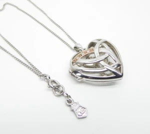 Clogau Silver & 9ct Rose Gold Eternal Love Diamond Heart Locket & 22" Chain - Picture 1 of 5