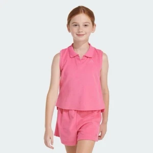 Adidas Kids French Terry Tank Top & Shorts | Size: Girls L(14), Color: Dark Pink - Picture 1 of 3