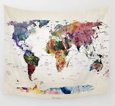 Jasion Watercolor World Map Tapestry Abstract Map Wall Hanging Art 51”x60”