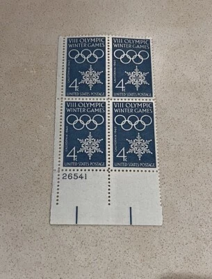 Scott # 1146 - US Plate Block Of 4 Stamps- VIII Olympic Winter Games MNH - 1960 - Image 1 of 2