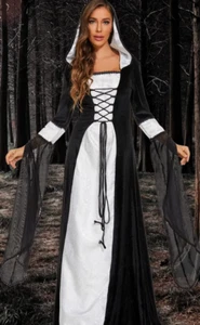 Deluxe Vampir Hexe Samt Kapuzenkleid Kostüm Verkleidung - Large (FD181) - Bild 1 von 3