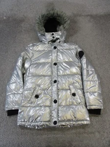 Diesel Jacket Womens 14 Gray Silver Insulated Puffer Parka * - Picture 1 of 9
