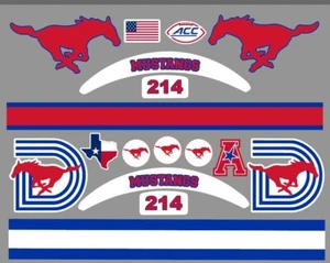 FULL SIZE SMU Mustangs Helmet Alternate Decals - 2 designs to choose from - Picture 1 of 3