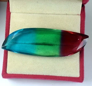 Multi-Color Tourmaline 144.25 Ct/75 mm Fancy Marquise Gemstone Certified C8443 - Picture 1 of 10