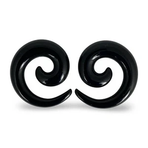 Pair of Black Acrylic Spirals set tapers plugs gauges - Picture 1 of 3
