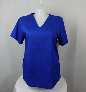 Bobbie Brooks Plus Size Tie-Back Uniform Scrub Top - 1X, Royal Blue #6968 - Picture 1 of 6