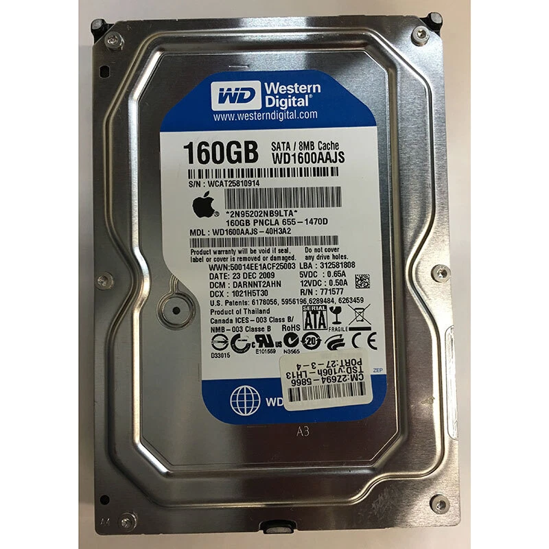 WD1600AAJS-40H3A2 - Western Digital 160GB 7200 RPM SATA 3.5" HDD - Image 1 of 1