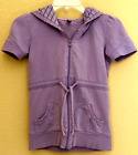 Concept Purple Size S /YM Knit Top - Short Sleeve - Hooded - Pockets - Zip Up
