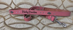 Harley-Davidson Pink Leather Studded Dog Leash 46 In - Picture 1 of 3