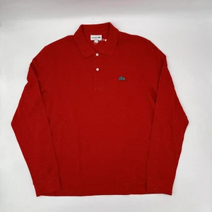Lacoste Langarm Kragen Polo gesprenkelt rot klassisch Pullover Shirt Große L - Bild 1 von 6