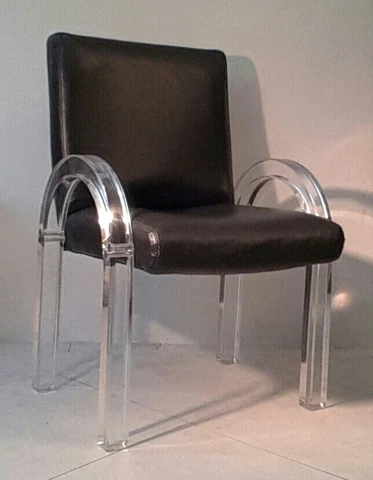 Charles Hollis Jones Mid-Century Modern Lucite Waterfall set 4 Dining Chairs Cover