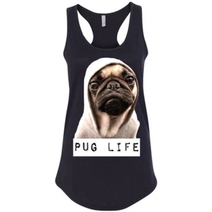 🔥 Pug Life Womens Tank top Funny Cute Thug pugs Puppy Small Dogs lover gift tee - Picture 1 of 4