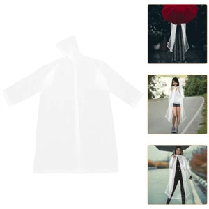 Watereproof Ponchos Plastic Rain Ponchos Transparent Raincoat Raincoats Hood - Picture 1 of 12