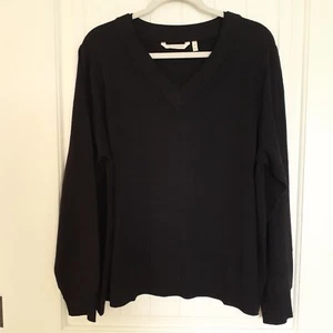 Soft Surroundings Women's Wool Alpaca Blend V-Neck Sweater Black Size 2X - Picture 1 of 9