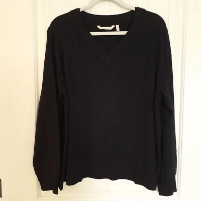 Suéter para mujer Soft Surroundings mezcla de lana alpaca cuello en V negro talla 2X Foto 1 de 4