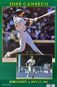 Jose Canseco FORTY-FORTY Oakland A's Vintage Original 1988 22x34 POSTER - Picture 1 of 5