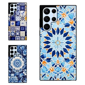 turkish tiled blue print Anti fingerprint For Samsung S7 S8 S9 S10 S20 Plus Lite - Picture 1 of 25
